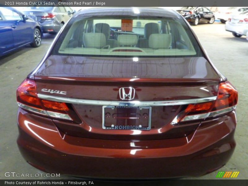 Crimson Red Pearl / Beige 2013 Honda Civic LX Sedan