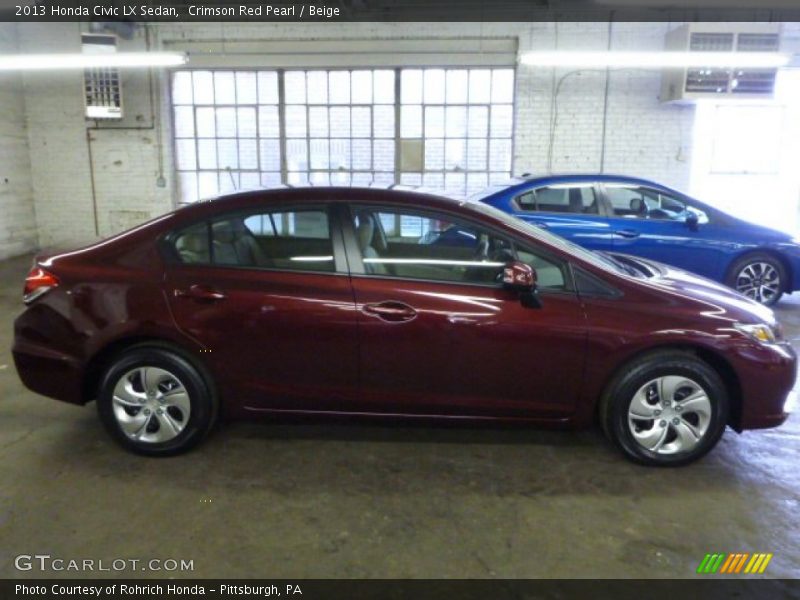 Crimson Red Pearl / Beige 2013 Honda Civic LX Sedan