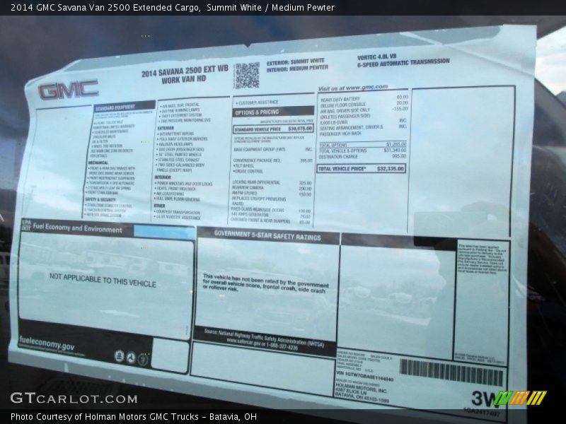 Summit White / Medium Pewter 2014 GMC Savana Van 2500 Extended Cargo
