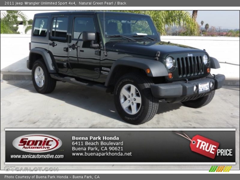 Natural Green Pearl / Black 2011 Jeep Wrangler Unlimited Sport 4x4