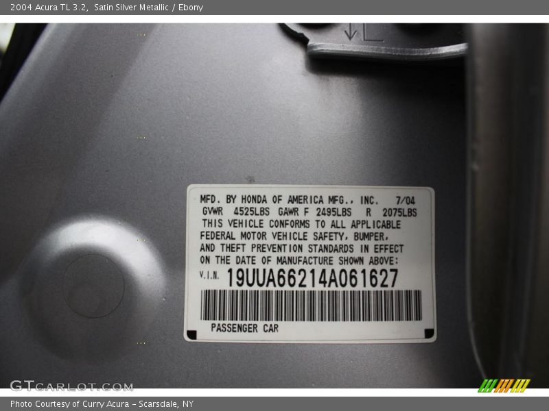 Satin Silver Metallic / Ebony 2004 Acura TL 3.2