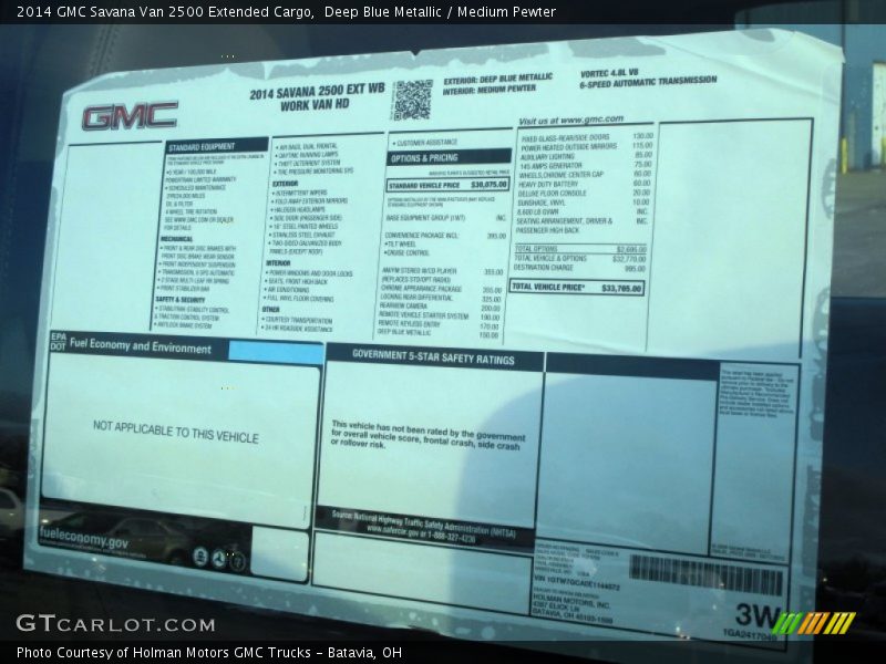 Deep Blue Metallic / Medium Pewter 2014 GMC Savana Van 2500 Extended Cargo
