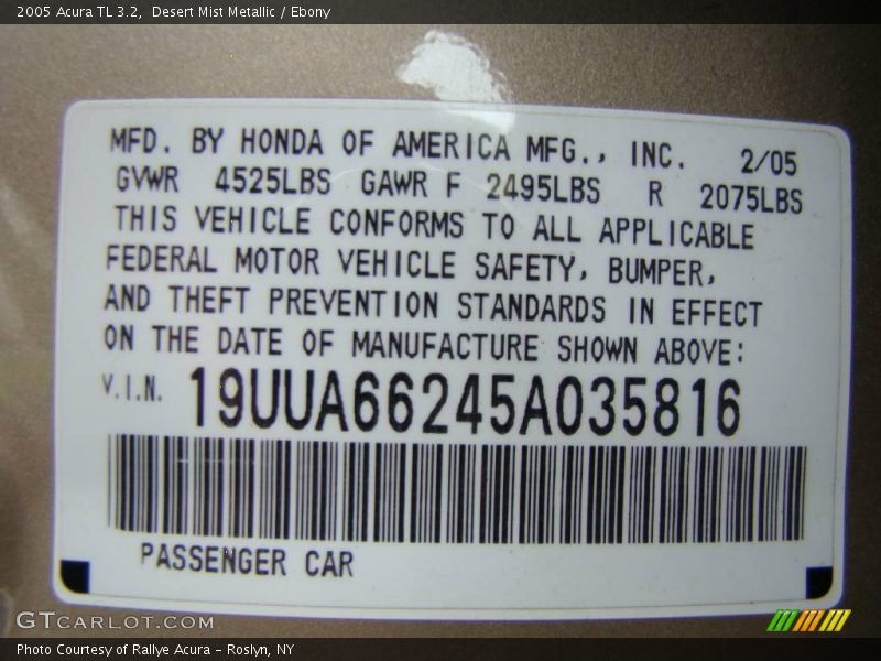 Desert Mist Metallic / Ebony 2005 Acura TL 3.2