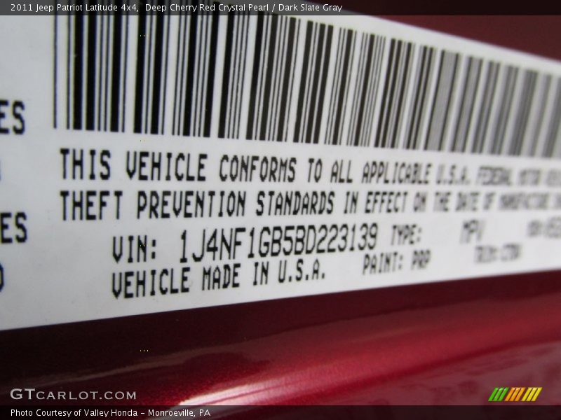 Deep Cherry Red Crystal Pearl / Dark Slate Gray 2011 Jeep Patriot Latitude 4x4