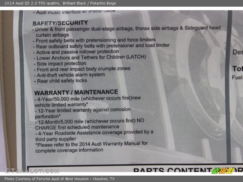 Brilliant Black / Pistachio Beige 2014 Audi Q5 2.0 TFSI quattro