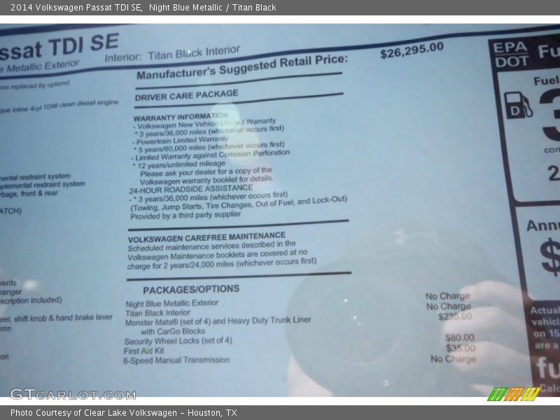 Night Blue Metallic / Titan Black 2014 Volkswagen Passat TDI SE
