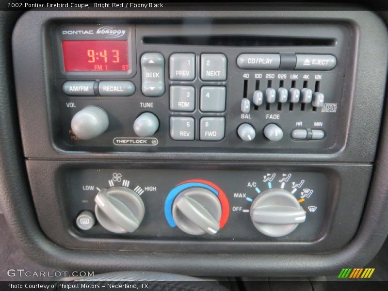 Controls of 2002 Firebird Coupe
