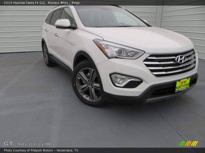 Monaco White / Beige 2014 Hyundai Santa Fe GLS
