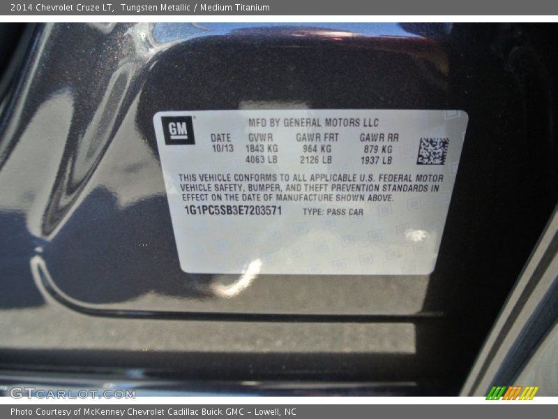 Tungsten Metallic / Medium Titanium 2014 Chevrolet Cruze LT