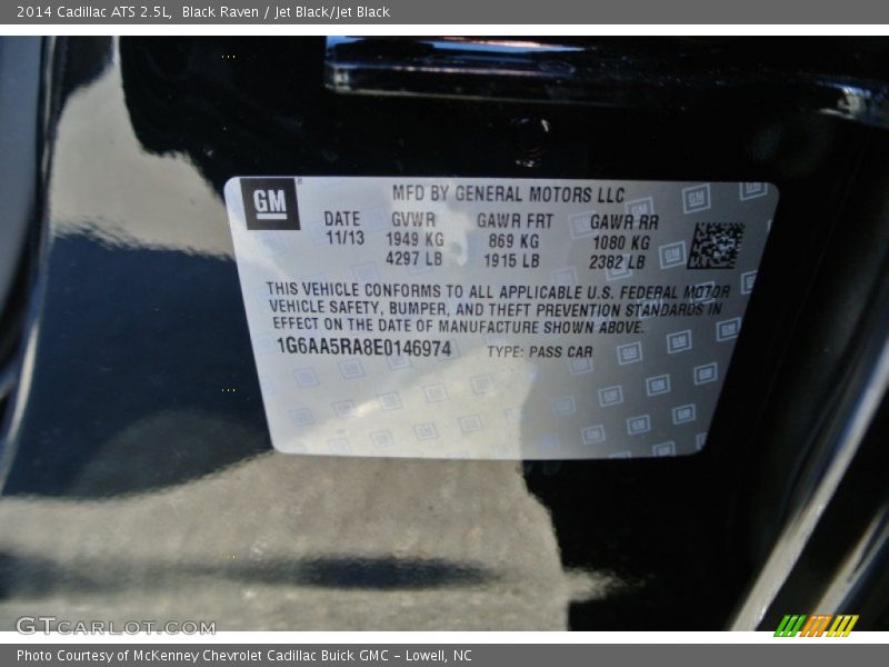 Black Raven / Jet Black/Jet Black 2014 Cadillac ATS 2.5L