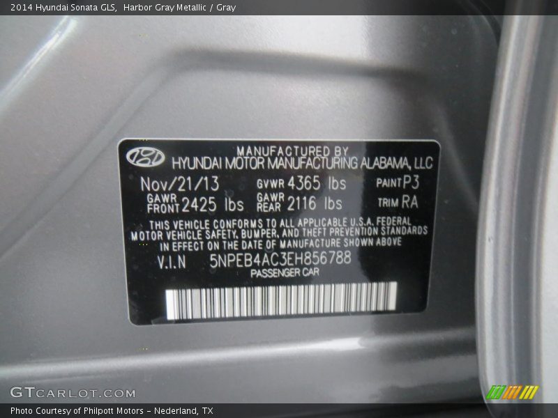 Harbor Gray Metallic / Gray 2014 Hyundai Sonata GLS