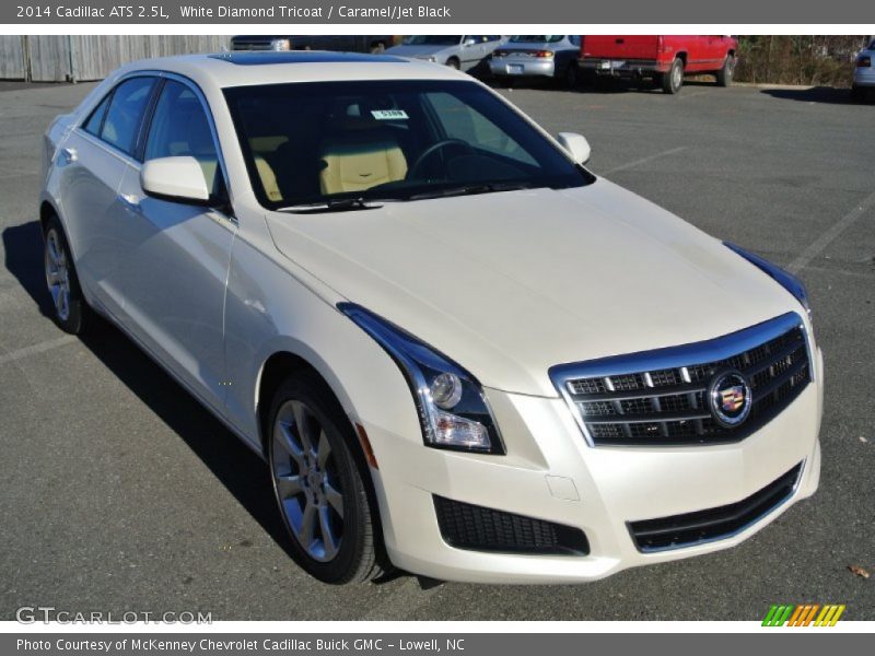 White Diamond Tricoat / Caramel/Jet Black 2014 Cadillac ATS 2.5L