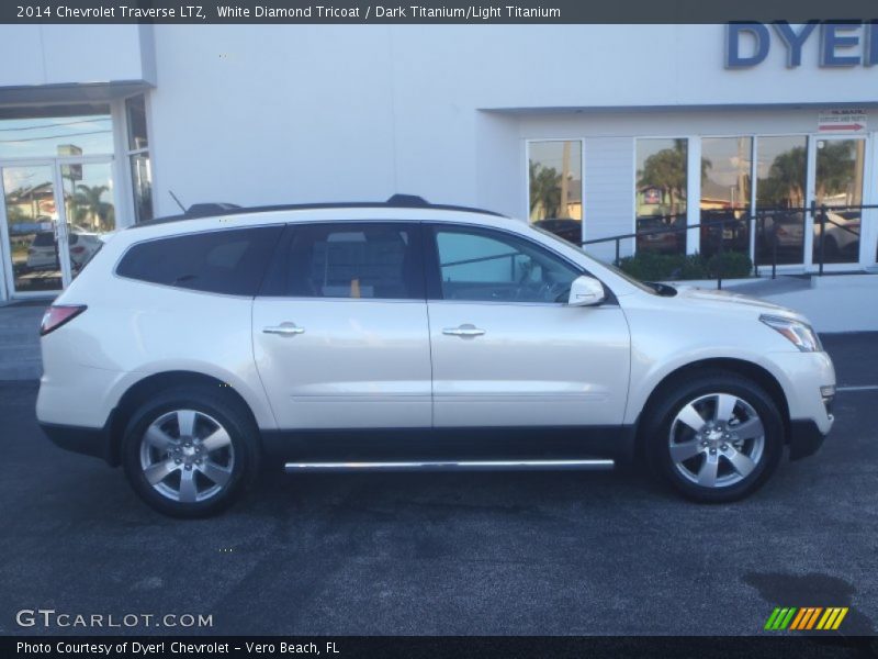 White Diamond Tricoat / Dark Titanium/Light Titanium 2014 Chevrolet Traverse LTZ