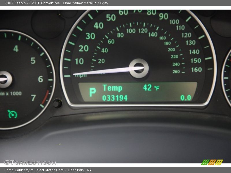 Lime Yellow Metallic / Gray 2007 Saab 9-3 2.0T Convertible