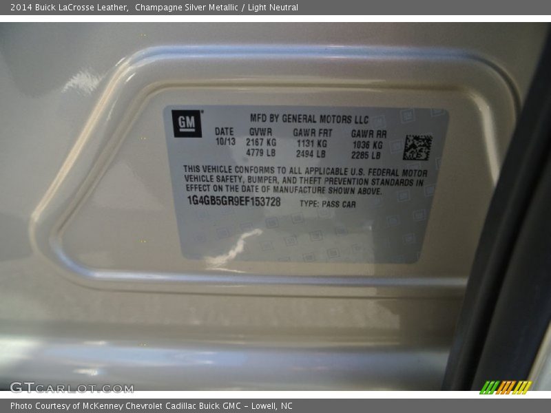 Champagne Silver Metallic / Light Neutral 2014 Buick LaCrosse Leather
