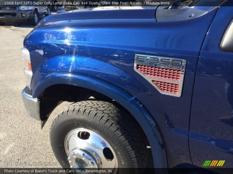 Dark Blue Pearl Metallic / Medium Stone 2008 Ford F350 Super Duty Lariat Crew Cab 4x4 Dually
