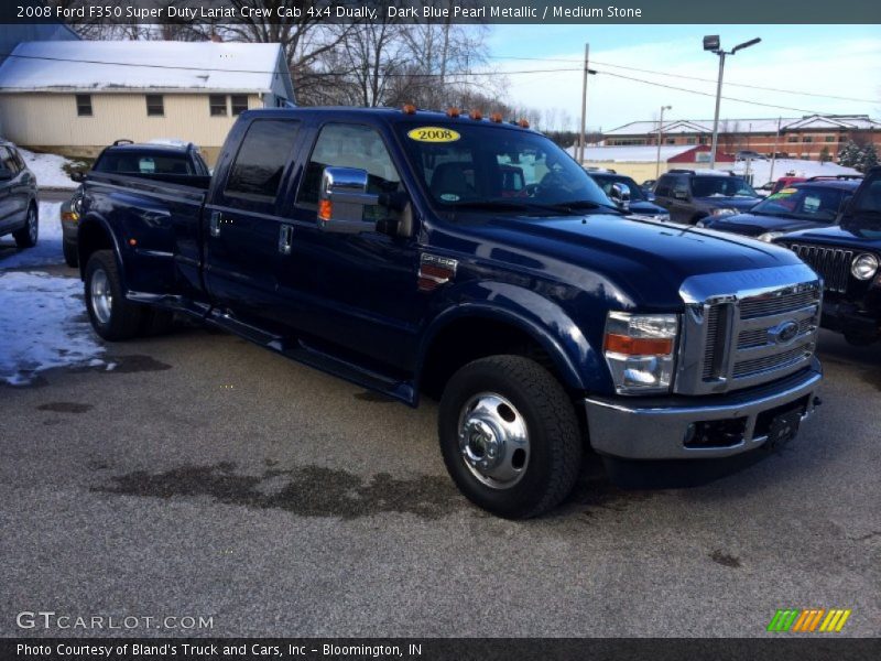 Dark Blue Pearl Metallic / Medium Stone 2008 Ford F350 Super Duty Lariat Crew Cab 4x4 Dually
