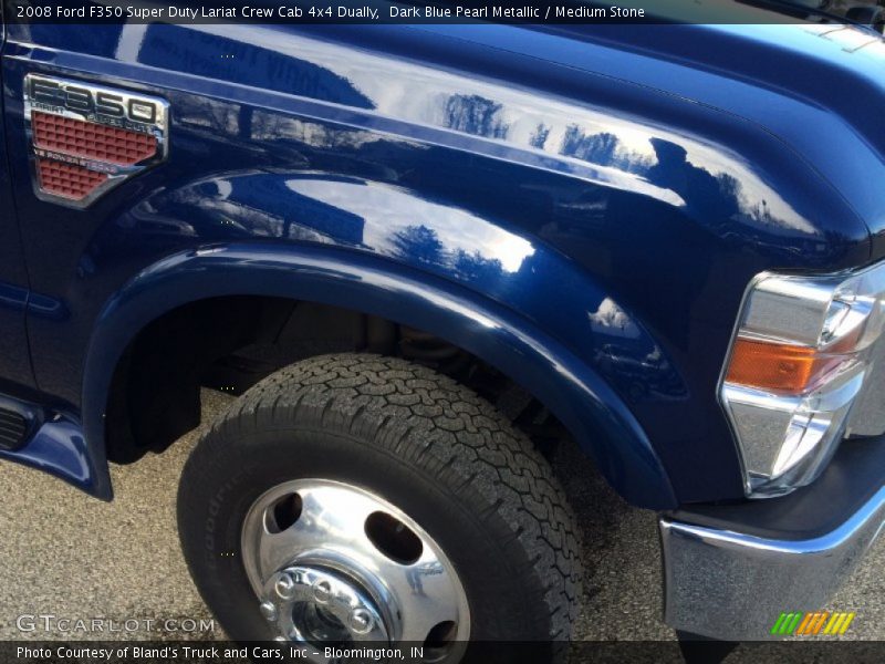 Dark Blue Pearl Metallic / Medium Stone 2008 Ford F350 Super Duty Lariat Crew Cab 4x4 Dually