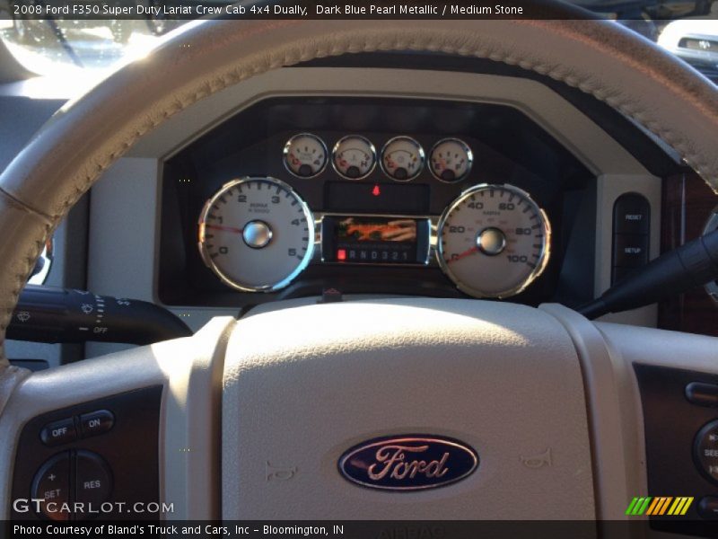 Dark Blue Pearl Metallic / Medium Stone 2008 Ford F350 Super Duty Lariat Crew Cab 4x4 Dually