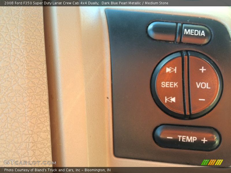 Dark Blue Pearl Metallic / Medium Stone 2008 Ford F350 Super Duty Lariat Crew Cab 4x4 Dually