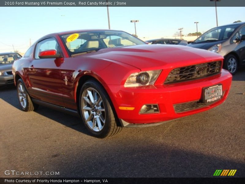 Red Candy Metallic / Stone 2010 Ford Mustang V6 Premium Coupe