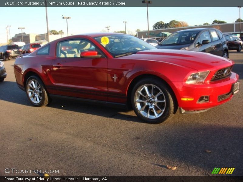 Red Candy Metallic / Stone 2010 Ford Mustang V6 Premium Coupe