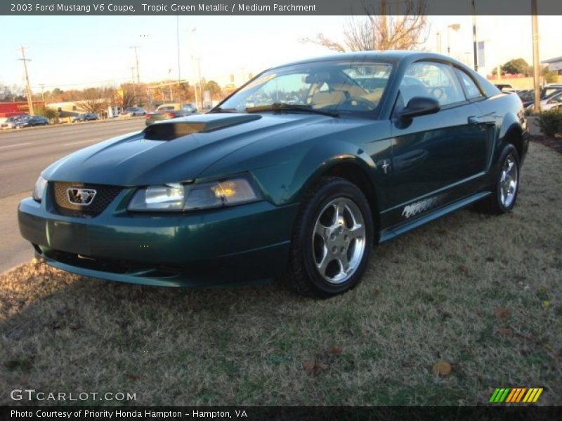 Tropic Green Metallic / Medium Parchment 2003 Ford Mustang V6 Coupe