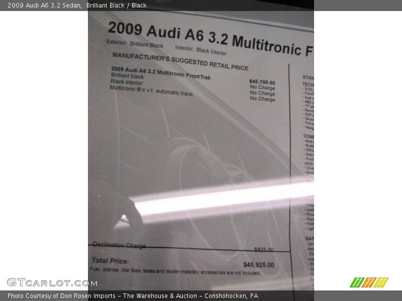Brilliant Black / Black 2009 Audi A6 3.2 Sedan