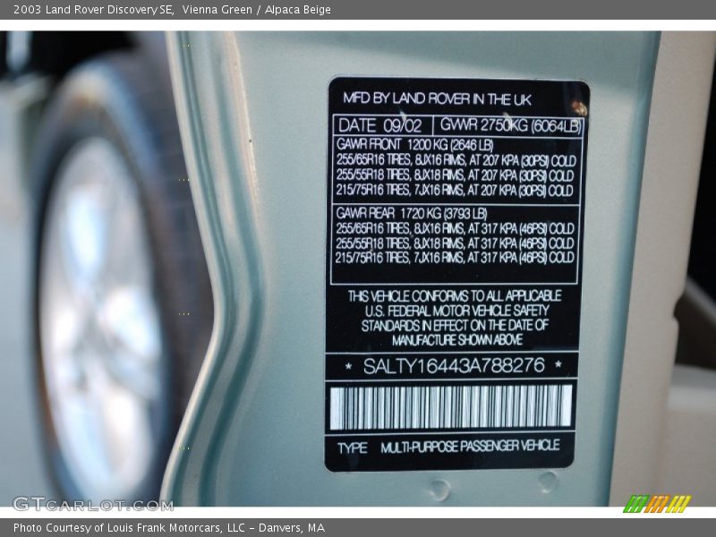 Vienna Green / Alpaca Beige 2003 Land Rover Discovery SE