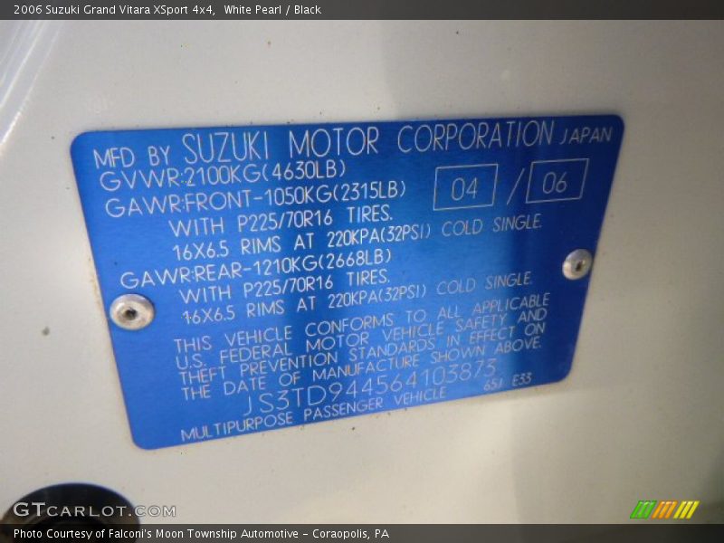 White Pearl / Black 2006 Suzuki Grand Vitara XSport 4x4