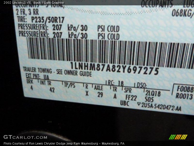 Black / Light Graphite 2002 Lincoln LS V8