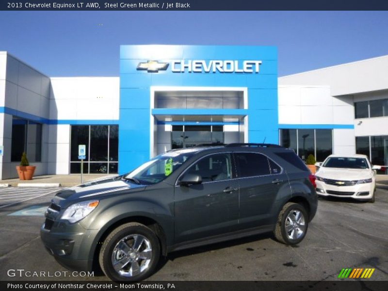 Steel Green Metallic / Jet Black 2013 Chevrolet Equinox LT AWD