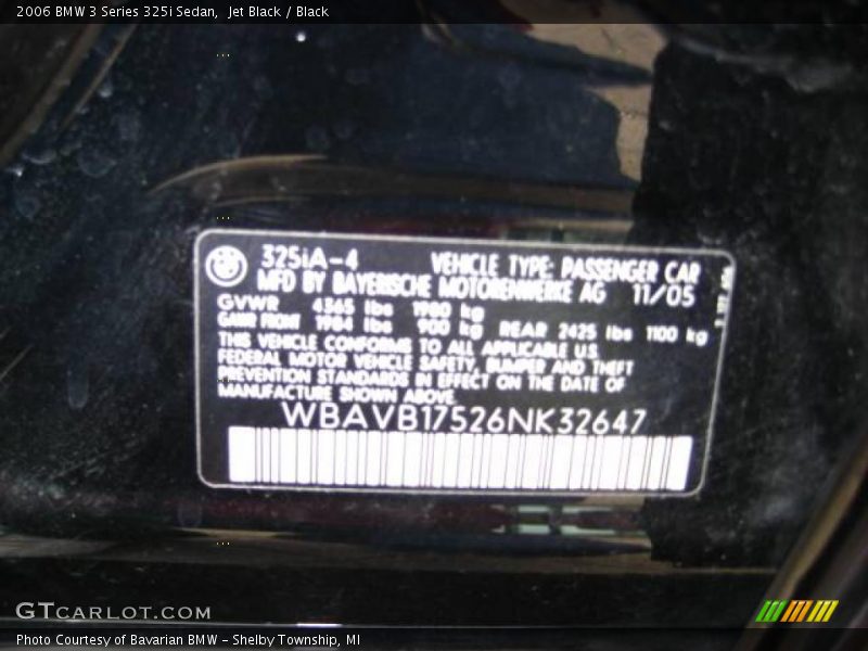 Jet Black / Black 2006 BMW 3 Series 325i Sedan