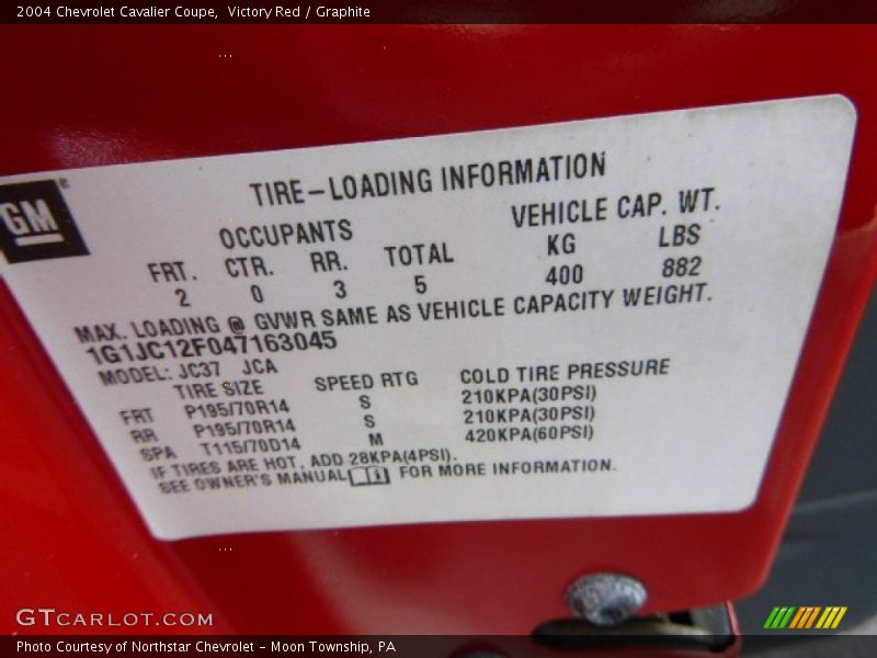 Victory Red / Graphite 2004 Chevrolet Cavalier Coupe