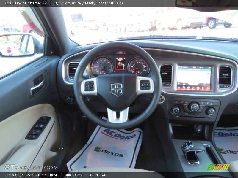 Bright White / Black/Light Frost Beige 2013 Dodge Charger SXT Plus