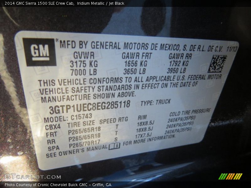 Iridium Metallic / Jet Black 2014 GMC Sierra 1500 SLE Crew Cab