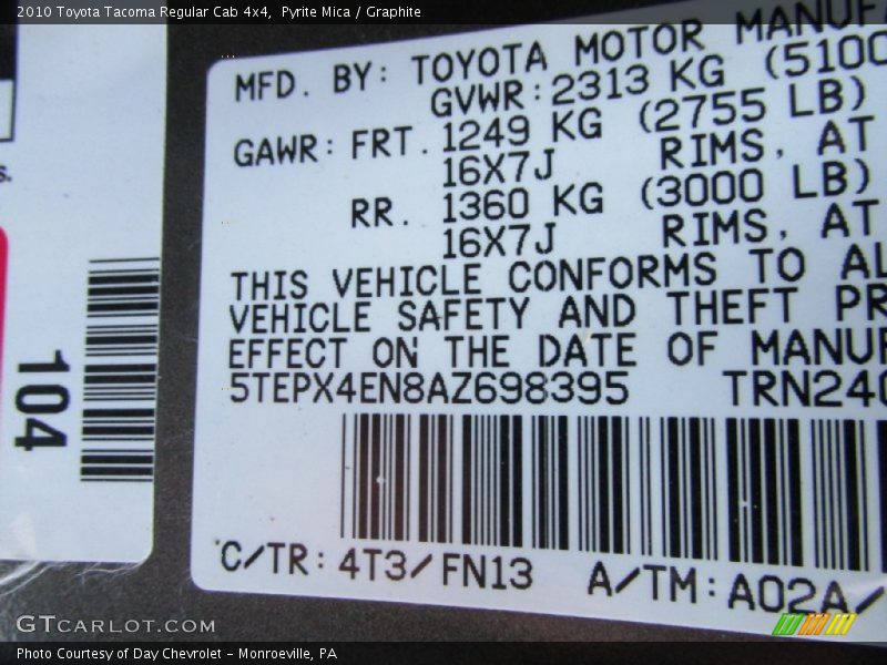 Pyrite Mica / Graphite 2010 Toyota Tacoma Regular Cab 4x4