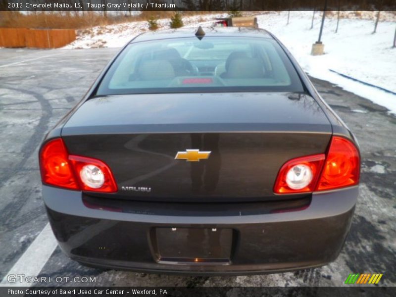 Taupe Gray Metallic / Titanium 2012 Chevrolet Malibu LS