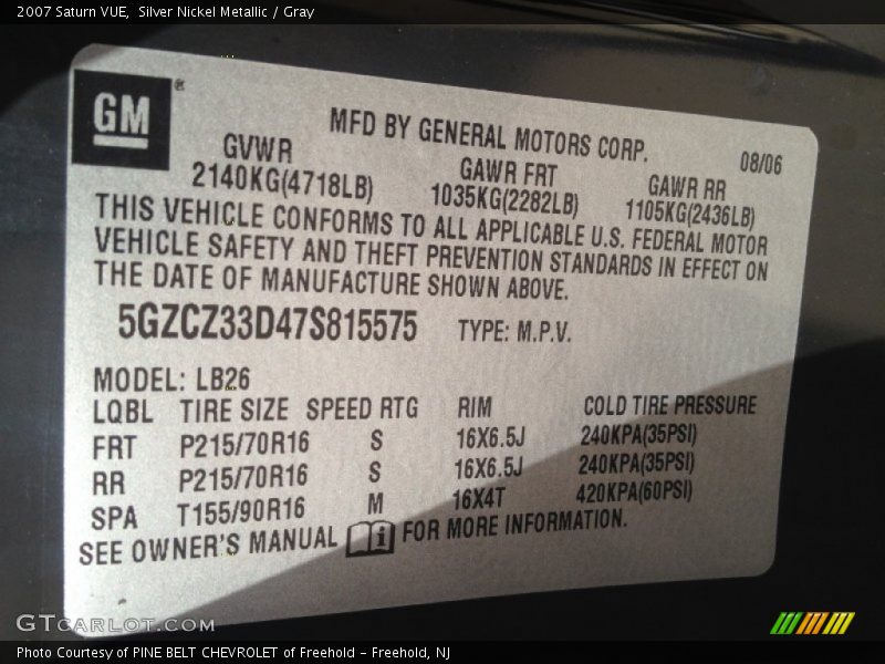 Silver Nickel Metallic / Gray 2007 Saturn VUE