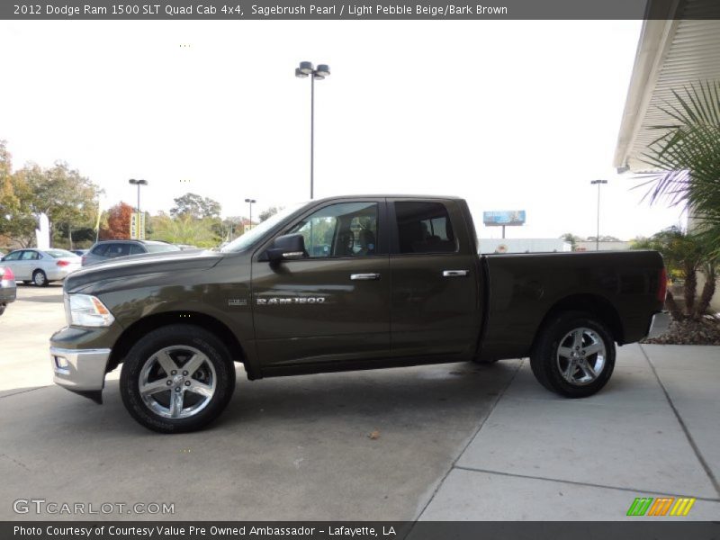 Sagebrush Pearl / Light Pebble Beige/Bark Brown 2012 Dodge Ram 1500 SLT Quad Cab 4x4