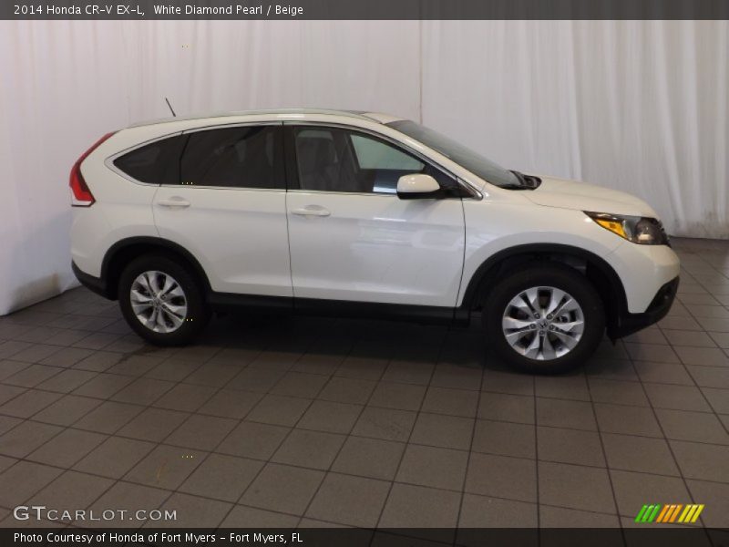 White Diamond Pearl / Beige 2014 Honda CR-V EX-L