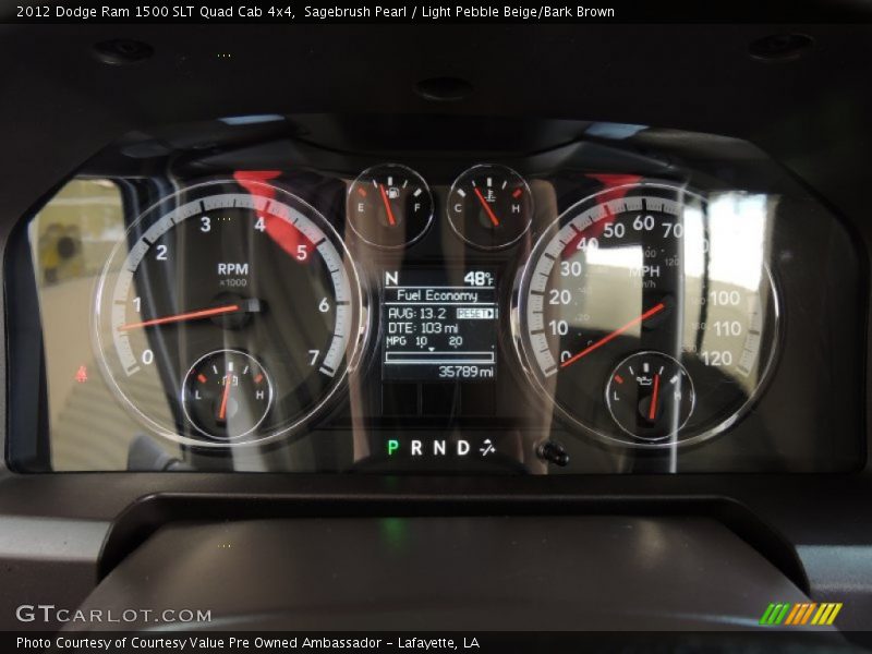 Sagebrush Pearl / Light Pebble Beige/Bark Brown 2012 Dodge Ram 1500 SLT Quad Cab 4x4