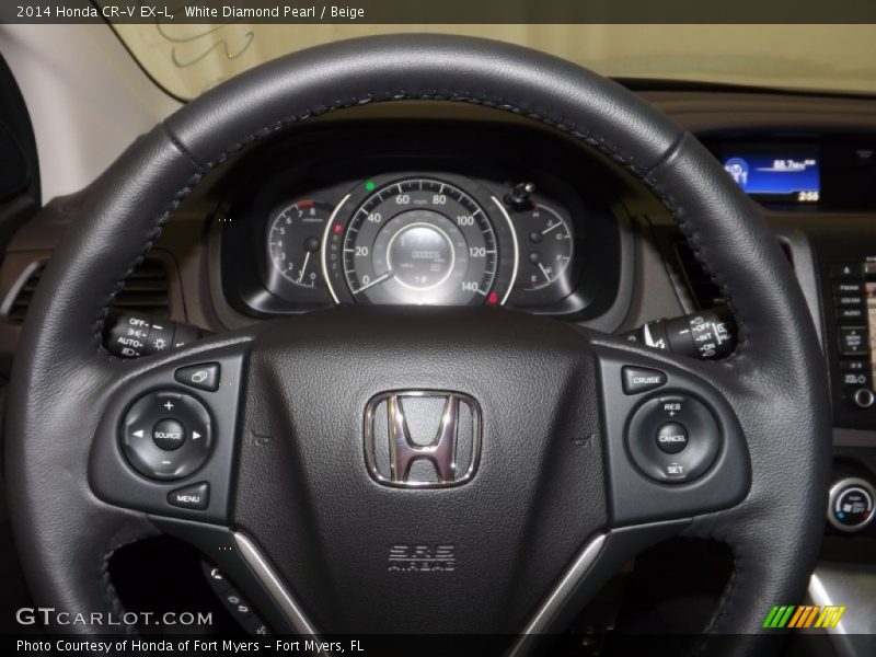 White Diamond Pearl / Beige 2014 Honda CR-V EX-L