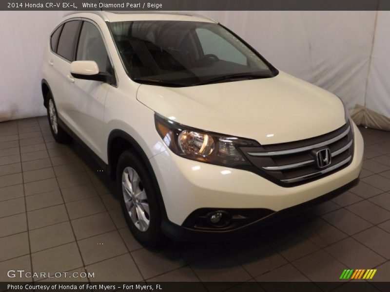 White Diamond Pearl / Beige 2014 Honda CR-V EX-L