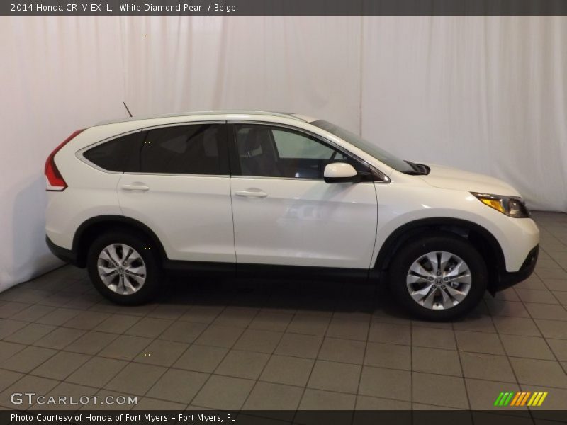 White Diamond Pearl / Beige 2014 Honda CR-V EX-L