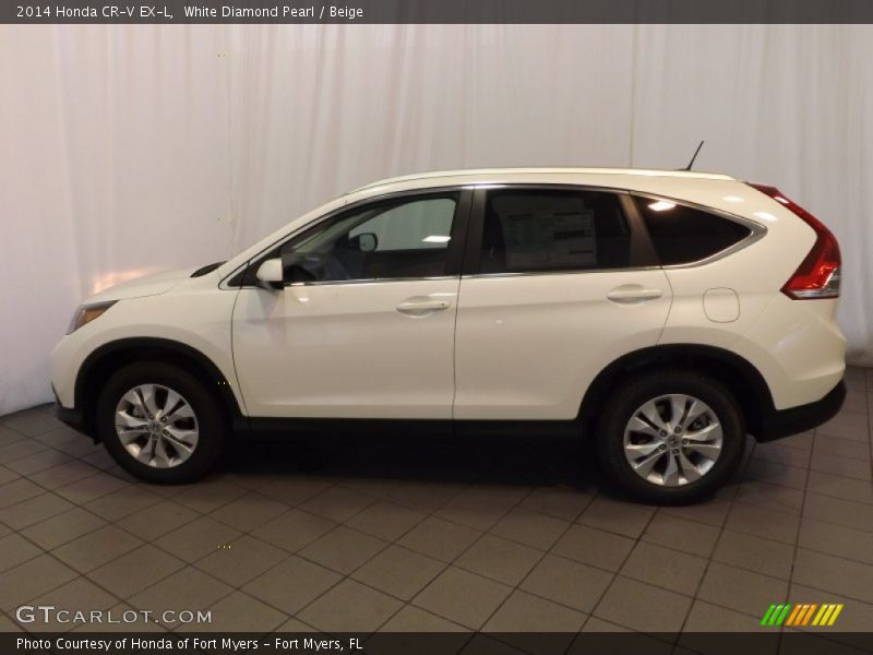 White Diamond Pearl / Beige 2014 Honda CR-V EX-L