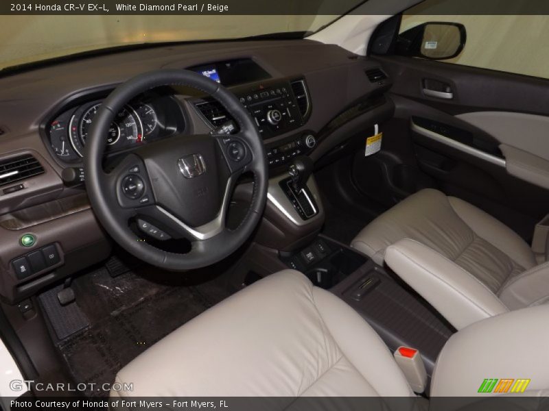 White Diamond Pearl / Beige 2014 Honda CR-V EX-L
