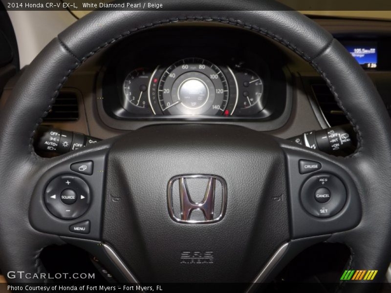 White Diamond Pearl / Beige 2014 Honda CR-V EX-L