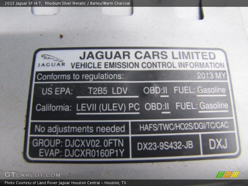 Rhodium Silver Metallic / Barley/Warm Charcoal 2013 Jaguar XF I4 T