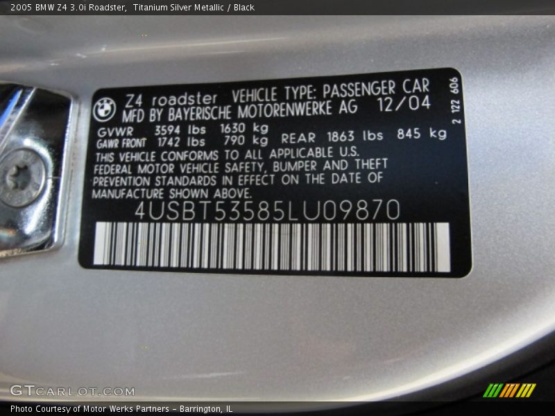 Titanium Silver Metallic / Black 2005 BMW Z4 3.0i Roadster